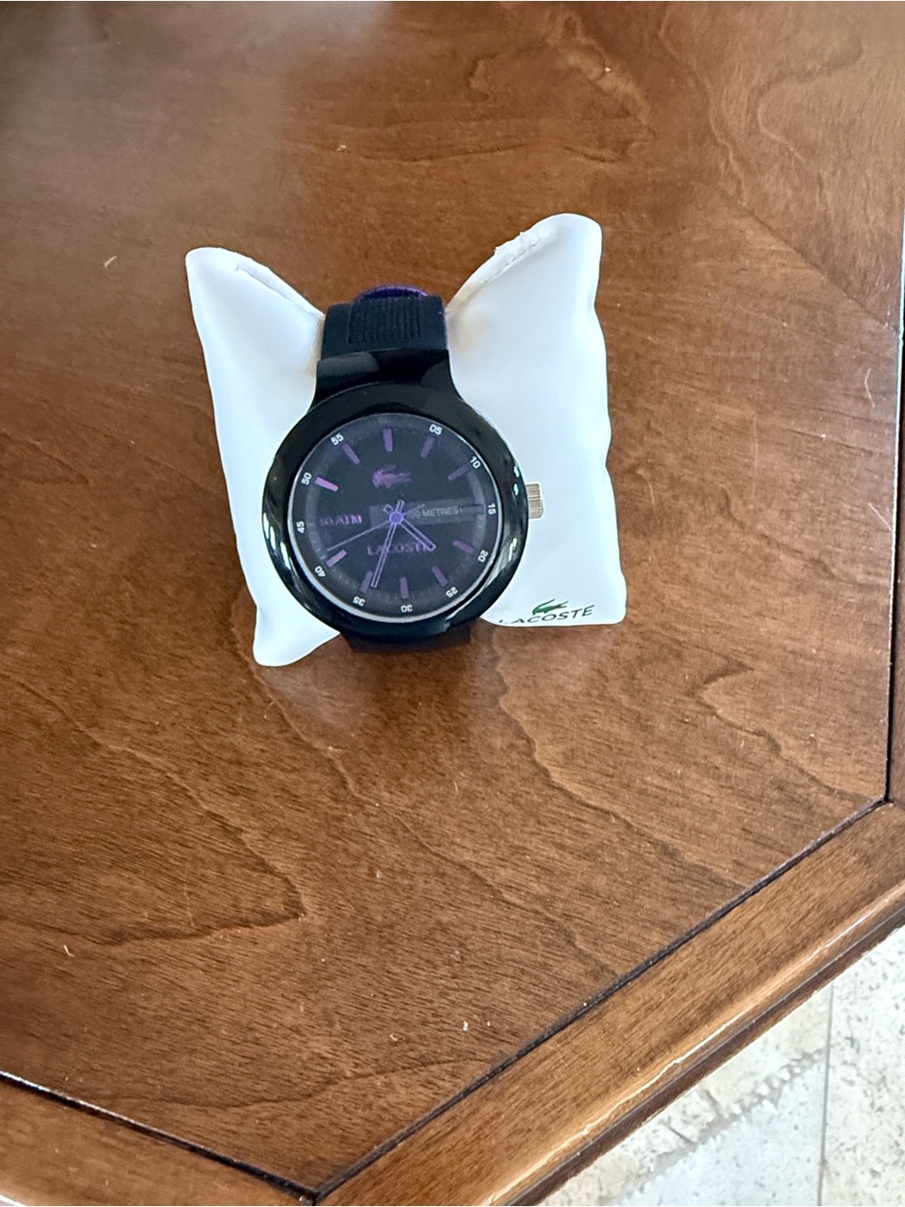 Lacoste Men’s Black Watch with Purple Accents